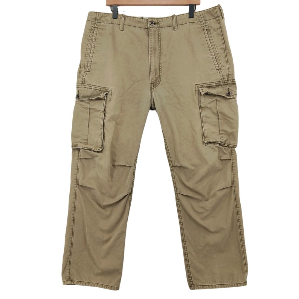 Levis Cargo Pants Mens 38x27 (Tag 38x30) Tan Faded Canvas Cotton Zip Hiking Work